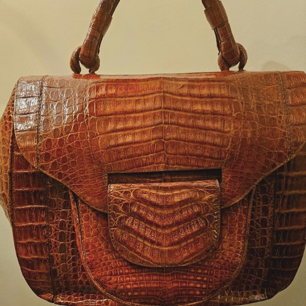 Nancy Gonzalez Brown Crocodile Satchel